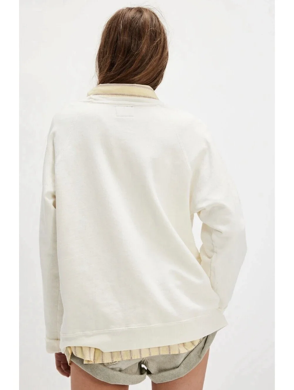 Free People Retrobrand California Classic Crewneck Oversized Sweatshirt, Cream